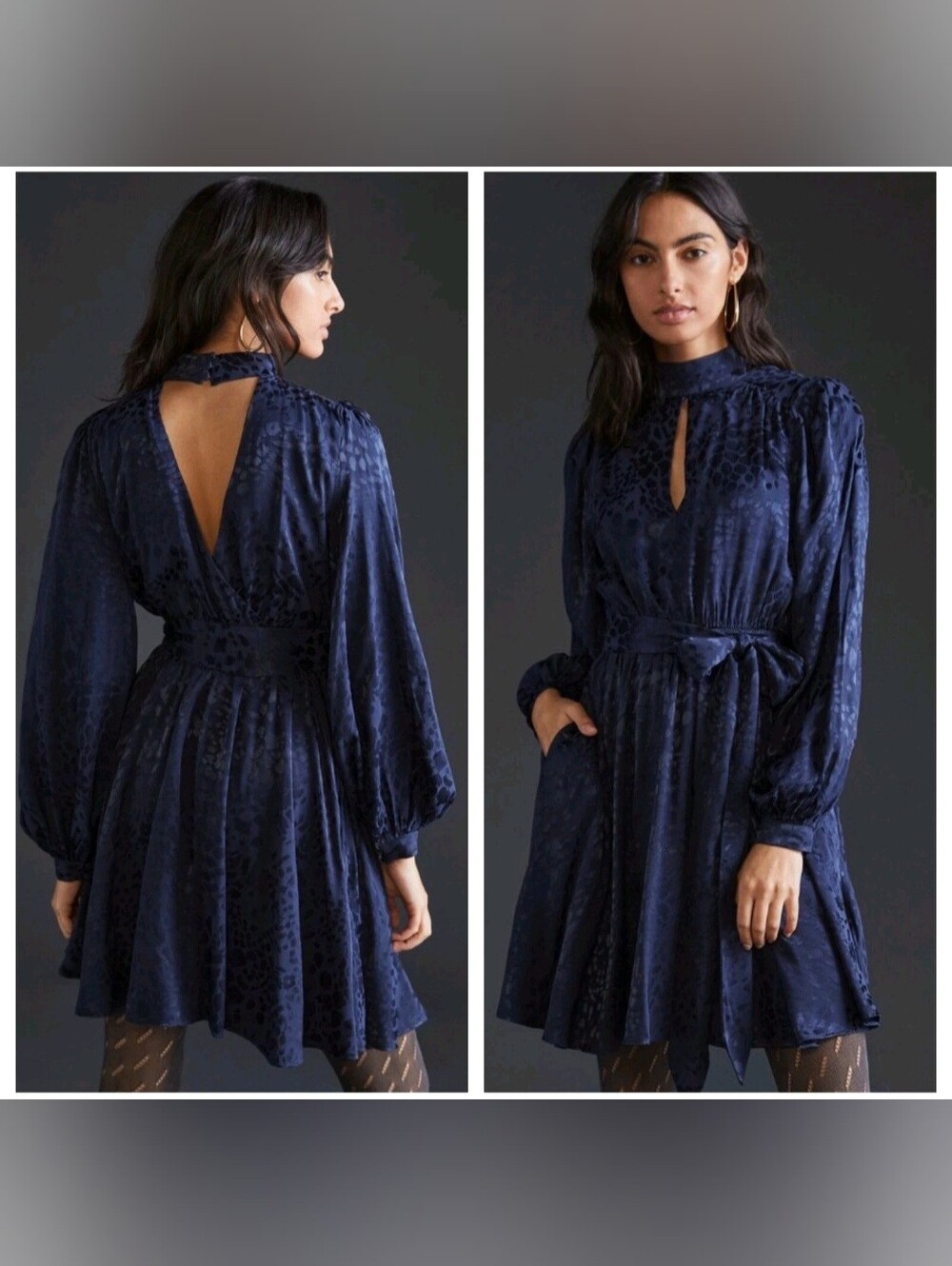 NWT ANTHROPOLOGIE NAVY JACQUARD XS MINI DRESS WINTER CHIC STYLE 100% VISCOSE